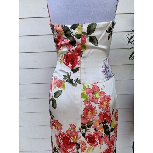 Vera Wang Floral Midi Dress - Cream, Red, Pink, Purple - Picture 16 of 16
